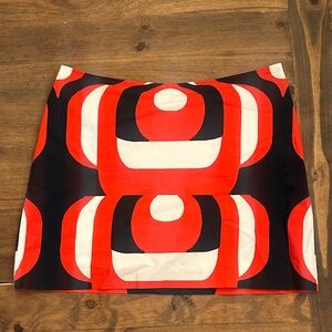Milly Red and Navy Geometric Mini Skirt
